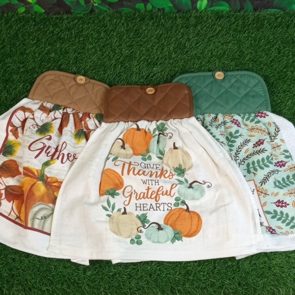 Handmade Set of Fall-Themed Kitchen Towels